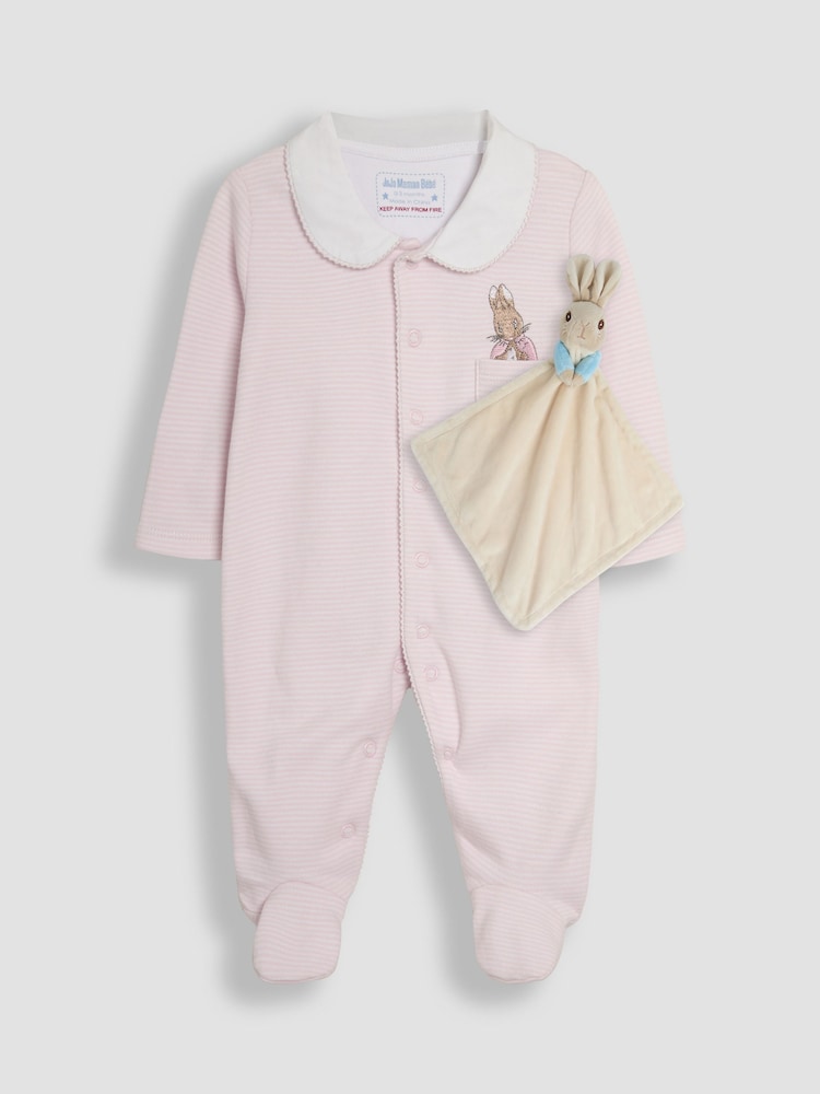 JoJo Maman Bébé Pink Flopsy Bunny Sleepsuit & Comforter Gift Set - Image 4 of 8