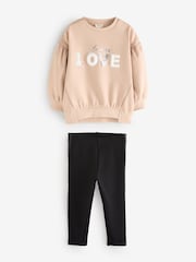 River Island Brown Girls Love Sweat Top and Leggings Set - Image 4 of 6
