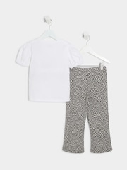 River Island White Girls Bow 100% Cotton T-Shirts and Kickflare Set - Image 2 of 5