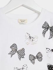 River Island White Girls Bow 100% Cotton T-Shirts and Kickflare Set - Image 3 of 5