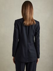 Reiss Navy Hallie Petite Textured Single Breasted Suit Blazer - Image 4 of 6
