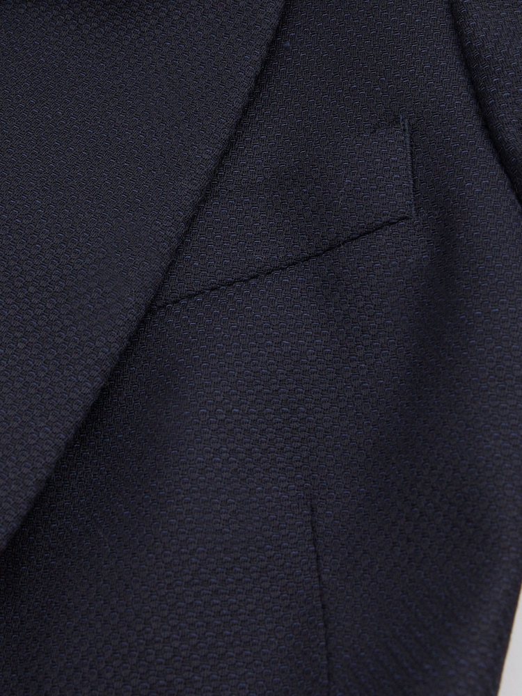 Reiss Navy Hallie Textured Single Breasted Suit Blazer - Image 5 of 5