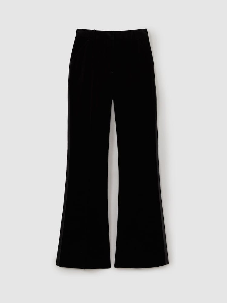 Reiss Black Parisa Velvet Flared Suit Trousers - Image 2 of 6