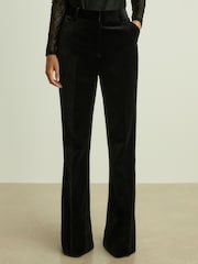 Reiss Black Parisa Velvet Flared Suit Trousers - Image 3 of 6
