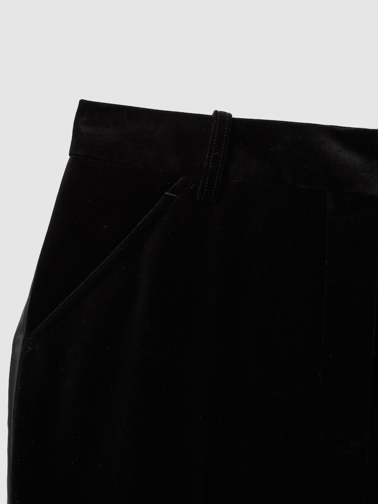 Reiss Black Parisa Velvet Flared Suit Trousers - Image 6 of 6