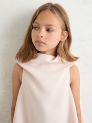 Reiss Pink Shauna 3-9 yrs High-Neck Drape Back Dress - Image 4 of 5