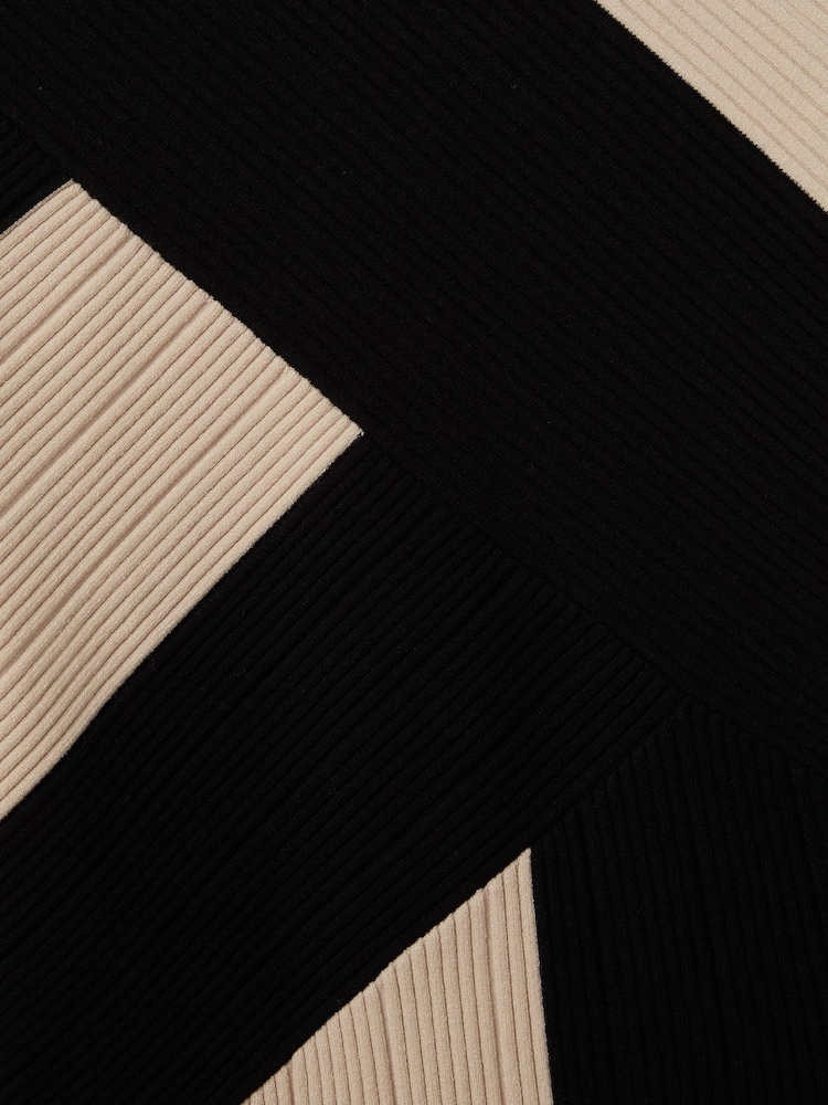 Reiss Black/Camel Judy Knitted Colourblock Asymmetric Top - Image 6 of 6