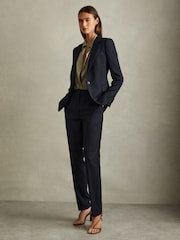 Reiss Navy Hallie Textured Slim Fit Suit Trousers - Image 3 of 6