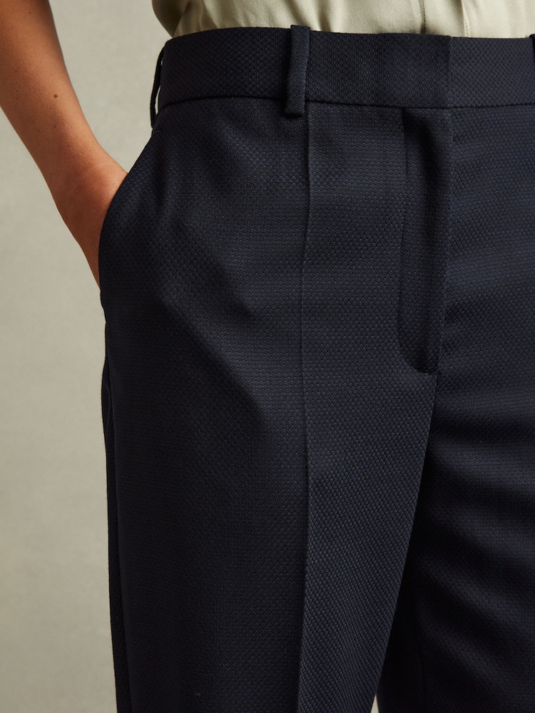 Reiss Navy Hallie Textured Slim Fit Suit Trousers - Image 6 of 6