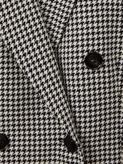 Reiss Black/White Drew Petite Wool Dogtooth Double Breasted Blazer - Image 6 of 7