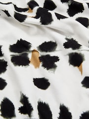 Reiss Black/White Vanita Printed Jersey Twist Detail Midi Dress - Image 5 of 5