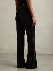 Reiss Black Parisa Petite Velvet Flared Suit Trousers - Image 5 of 7
