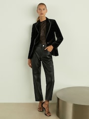 Reiss Black Parisa Velvet Single Breasted Suit Blazer - Image 1 of 7