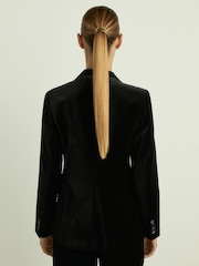 Reiss Black Parisa Velvet Single Breasted Suit Blazer - Image 5 of 7