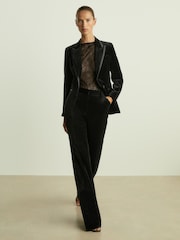 Reiss Black Parisa Velvet Single Breasted Suit Blazer - Image 6 of 7