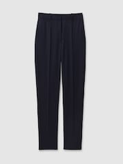 Reiss Navy Hallie Petite Textured Slim Fit Suit Trousers - Image 2 of 7