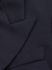 Reiss Navy Hallie Petite Textured Double Breasted Suit Blazer - Image 5 of 6