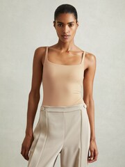 Reiss Neutral Cadence Seamless Square Neck Thong Bodysuit - Image 1 of 6