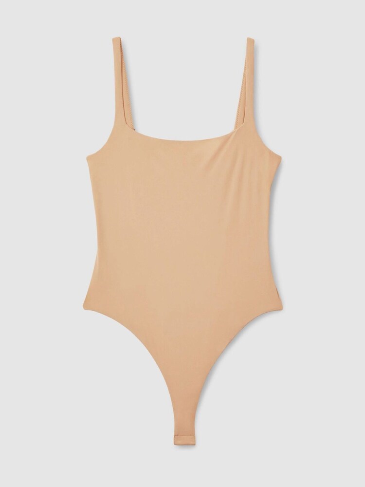 Reiss Neutral Cadence Seamless Square Neck Thong Bodysuit - Image 2 of 6