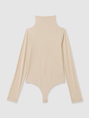 Reiss Neutral Alba Seamless Funnel Neck Thong Bodysuit - Image 2 of 5
