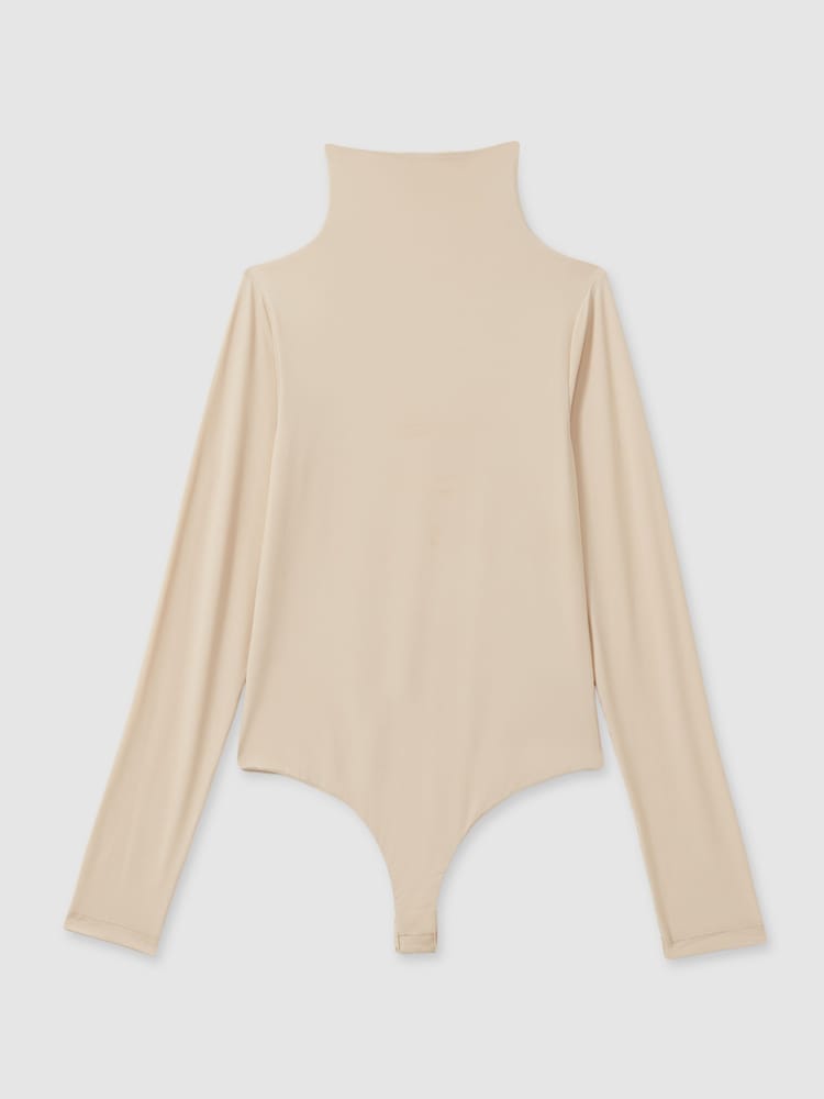 Reiss Neutral Alba Seamless Funnel Neck Thong Bodysuit - Image 2 of 5