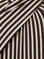 Reiss Brown/Cream Cat Striped Jersey Asymmetric Midi Dress - Image 6 of 6