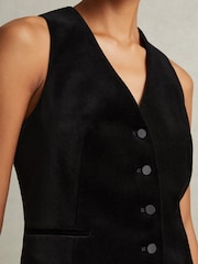 Reiss Black Parisa Velvet Single Breasted Suit Waistcoat - Image 3 of 6