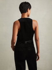Reiss Black Parisa Velvet Single Breasted Suit Waistcoat - Image 4 of 6