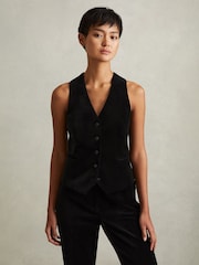 Reiss Black Parisa Velvet Single Breasted Suit Waistcoat - Image 5 of 6