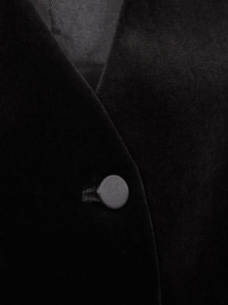 Reiss Black Parisa Velvet Single Breasted Suit Waistcoat - Image 6 of 6