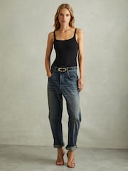 Reiss Black Cadence Seamless Square Neck Thong Bodysuit - Image 3 of 6