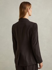 Reiss Chocolate Evelyn Wool Blend Double Breasted Suit Blazer - Image 5 of 7