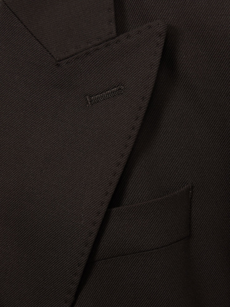 Reiss Chocolate Evelyn Wool Blend Double Breasted Suit Blazer - Image 7 of 7