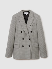 Reiss Black/White Drew Wool Dogtooth Double Breasted Blazer - Image 2 of 6