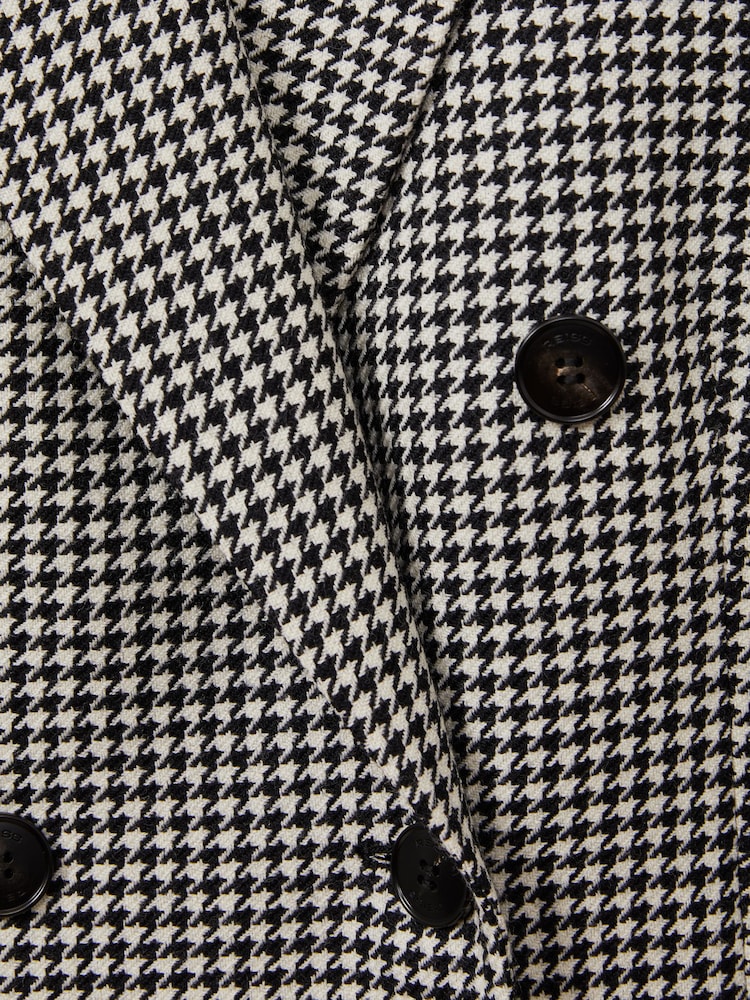 Reiss Black/White Drew Wool Dogtooth Double Breasted Blazer - Image 6 of 6