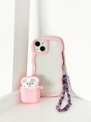 Coconut Lane Lilac Purple/Pink Curvy iPhone 13 Airpods Case and Phone Strap - Image 1 of 4