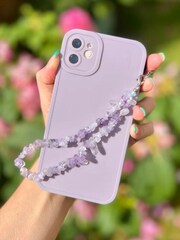 Coconut Lane Lilac Purple/Pink Curvy iPhone 13 Airpods Case and Phone Strap - Image 3 of 4