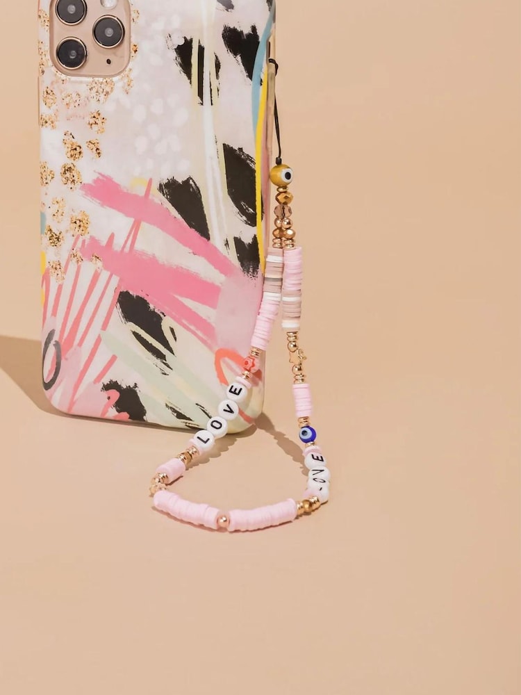 Coconut Lane Black/Pink Curvy iPhone 13 Airpods Case and Phone Strap - Image 4 of 4