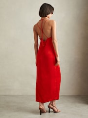 Reiss Orange Lilah Satin Cowl Neck Maxi Dress - Image 4 of 6