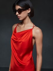 Reiss Orange Lilah Satin Cowl Neck Maxi Dress - Image 5 of 6