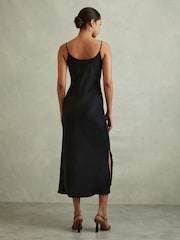 Reiss Black Isabel Satin Cowl Neck Midi Dress - Image 4 of 5