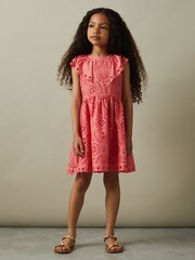 Reiss Pink Lilly 4-9 yrs Cotton Broderie Dress - Image 1 of 4