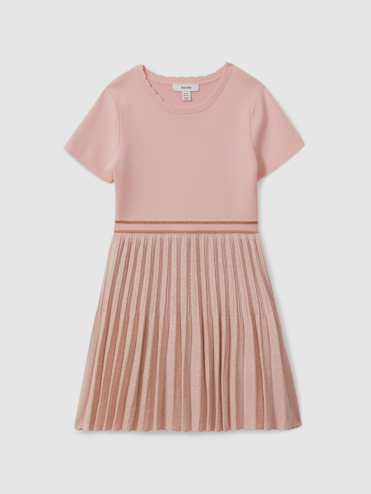 Reiss Zoe Metallic Pleated Knitted Dress - Imagen 2 de 4