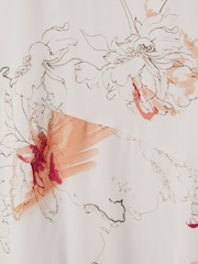 Reiss Ivory/Coral Melody Floral Print Side Split Midi Dress - Image 5 of 5
