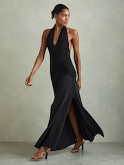 Marineblau - Reiss Rene Rene Hybrid Strick-Midikleid - Bild 1 von 6
