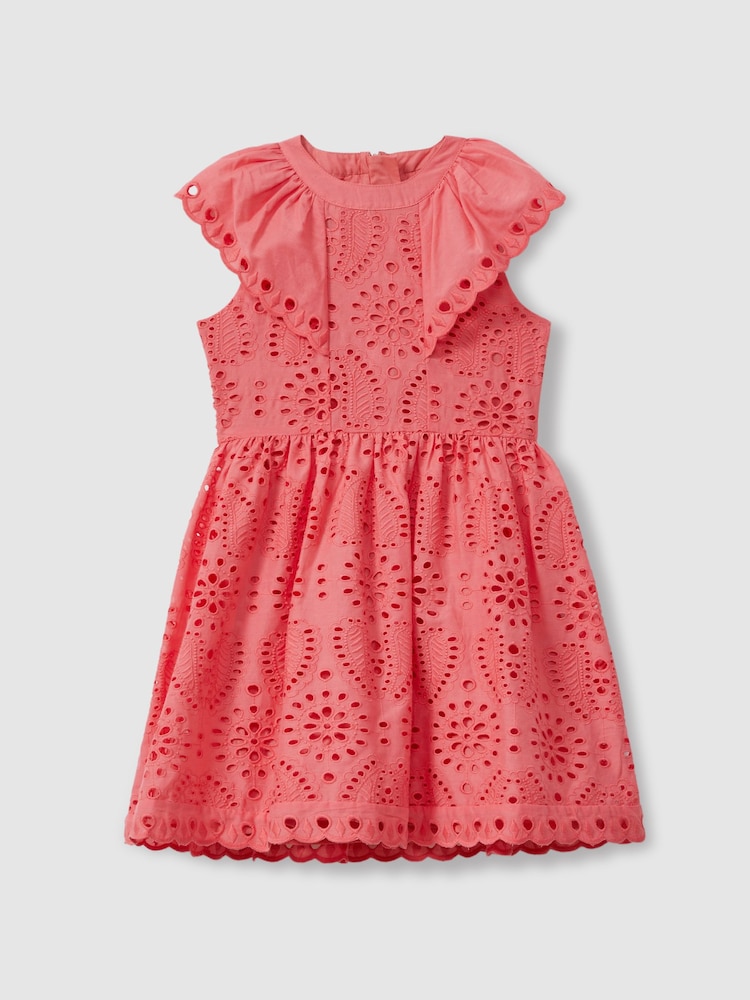 Reiss Pink Lilly 9-13 yrs Cotton Broderie Dress - Image 2 of 4