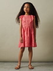 Reiss Pink Lilly 9-13 yrs Cotton Broderie Dress - Image 3 of 4