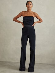 Mono largo de pernera ancha sin tirantes de denim Tiggie de Reiss - Imagen 1 de 7