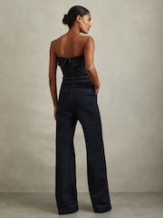 Mono largo de pernera ancha sin tirantes de denim Tiggie de Reiss - Imagen 5 de 7