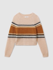 Reiss Pink Miri 3-9 yrs Colourblock Striped Jumper - Image 2 of 4